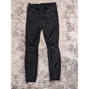 Mother Jeans Womens Size 27 Looker Ankle Fray Distressed Black